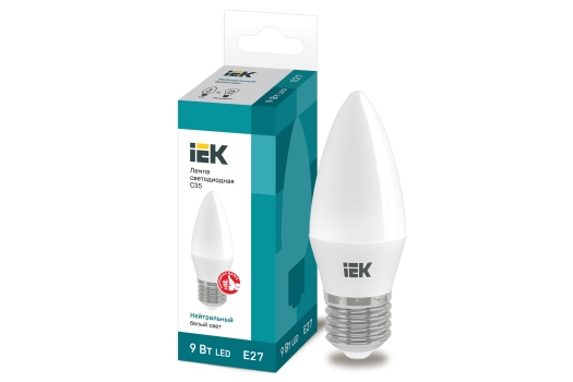 Лампа светодиодная C35 свеча 9Вт 230В 4000К E27 IEK