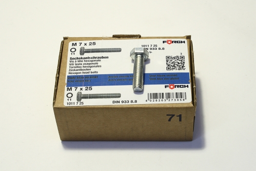 Болт М7х25, DIN 933, 8.8 (оцинкованный)