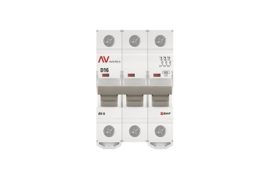 Выключатель автоматический AV-6 3P 16A (D) 6kA EKF AVERES