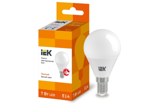 Лампа светодиодная G45 шар 7Вт 230В 3000К E14 IEK