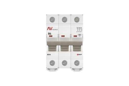 Выключатель автоматический AV-10 3P 4A (B) 10kA EKF AVERES