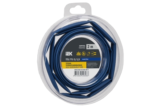 Трубка термоусадочная ТТУ нг-LS 3/1,5 синяя (2м/упак) IEK