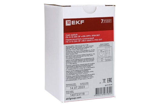 Переключатель кулачковый ПК-3-13 25А 3P 'ВКЛ-ВЫКЛ' IP54 EKF PROxima